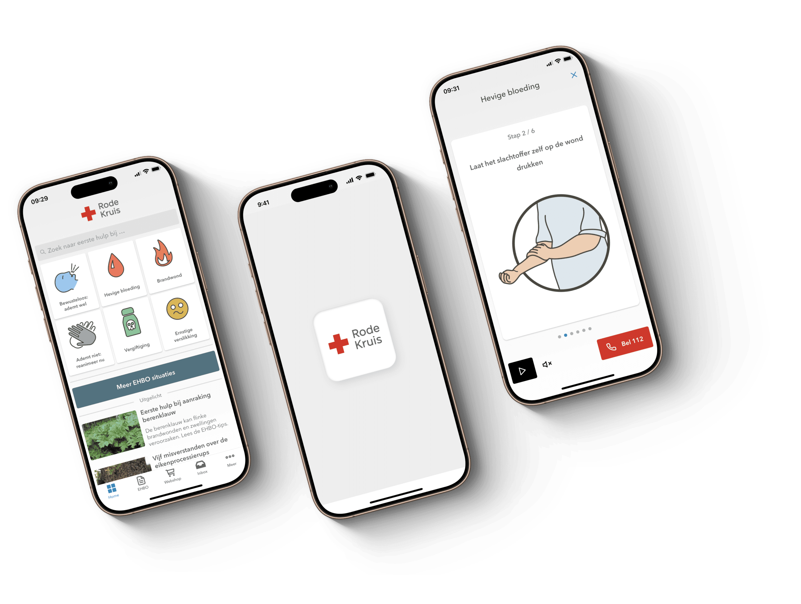 Rode kruis app mockups
